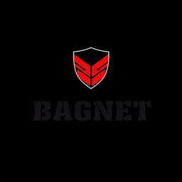 A striking logo design for a Private Military Company named 'BAGNET', utilizing a bold color scheme of black and red