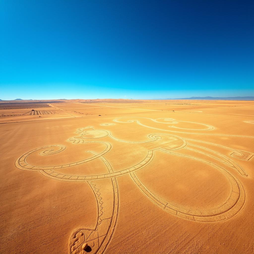 A stunning aerial view showcasing the Nazca Lines, focusing specifically on the prominent monkey geoglyph