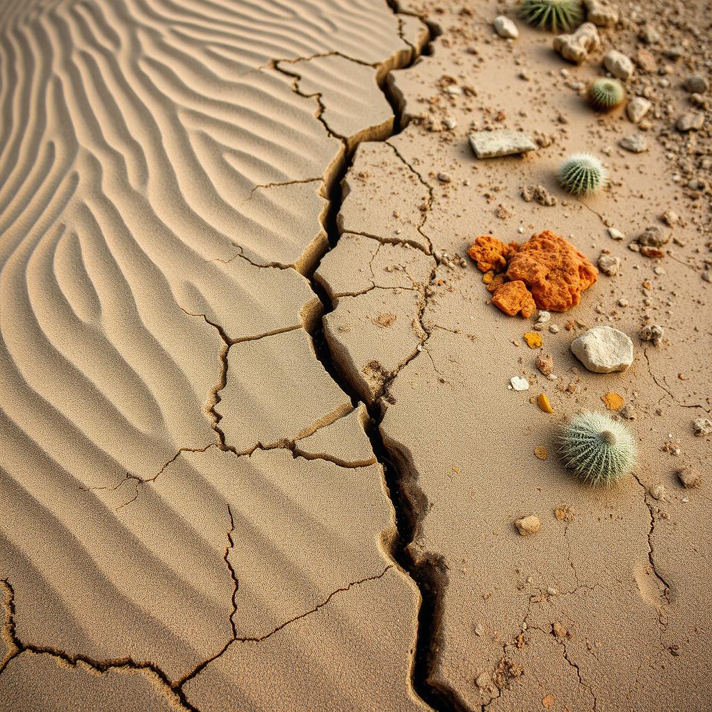 A series of stunning close-up shots capturing the intricate textures and patterns of desert terrain