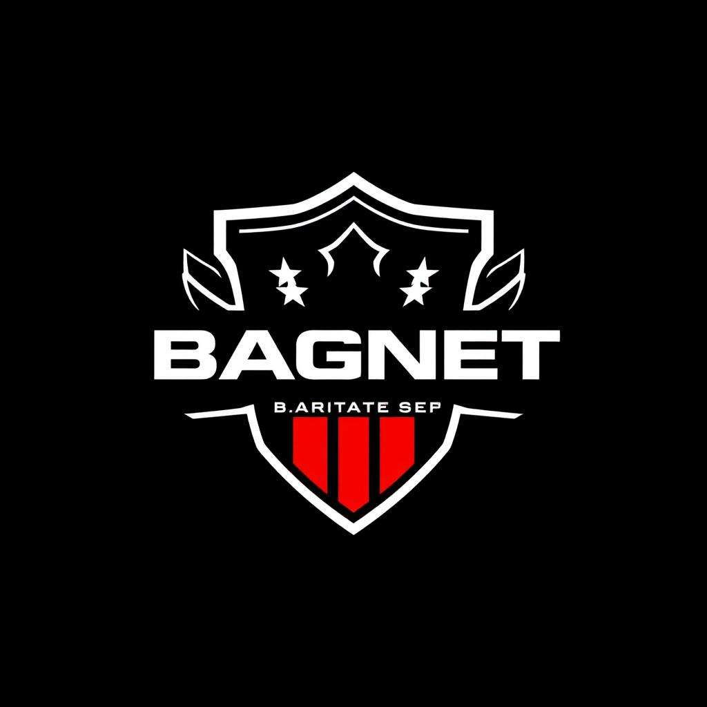 A sleek and modern logo design for a Private Military Company named 'BAGNET'