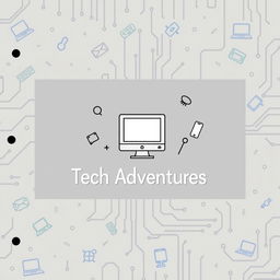 A creative scrapbook cover design centered around computers and technology with a more minimal color palette