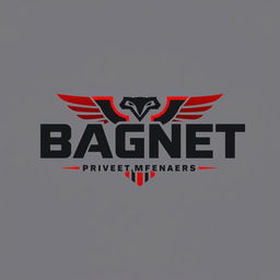 A modern and sleek logo design for a Private Military Company named 'BAGNET'