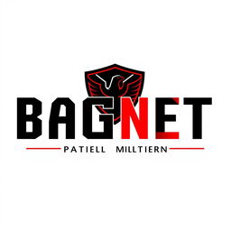 A modern and sleek logo design for a Private Military Company named 'BAGNET'
