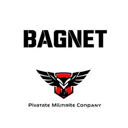 A modern and sleek logo design for a Private Military Company named 'BAGNET'