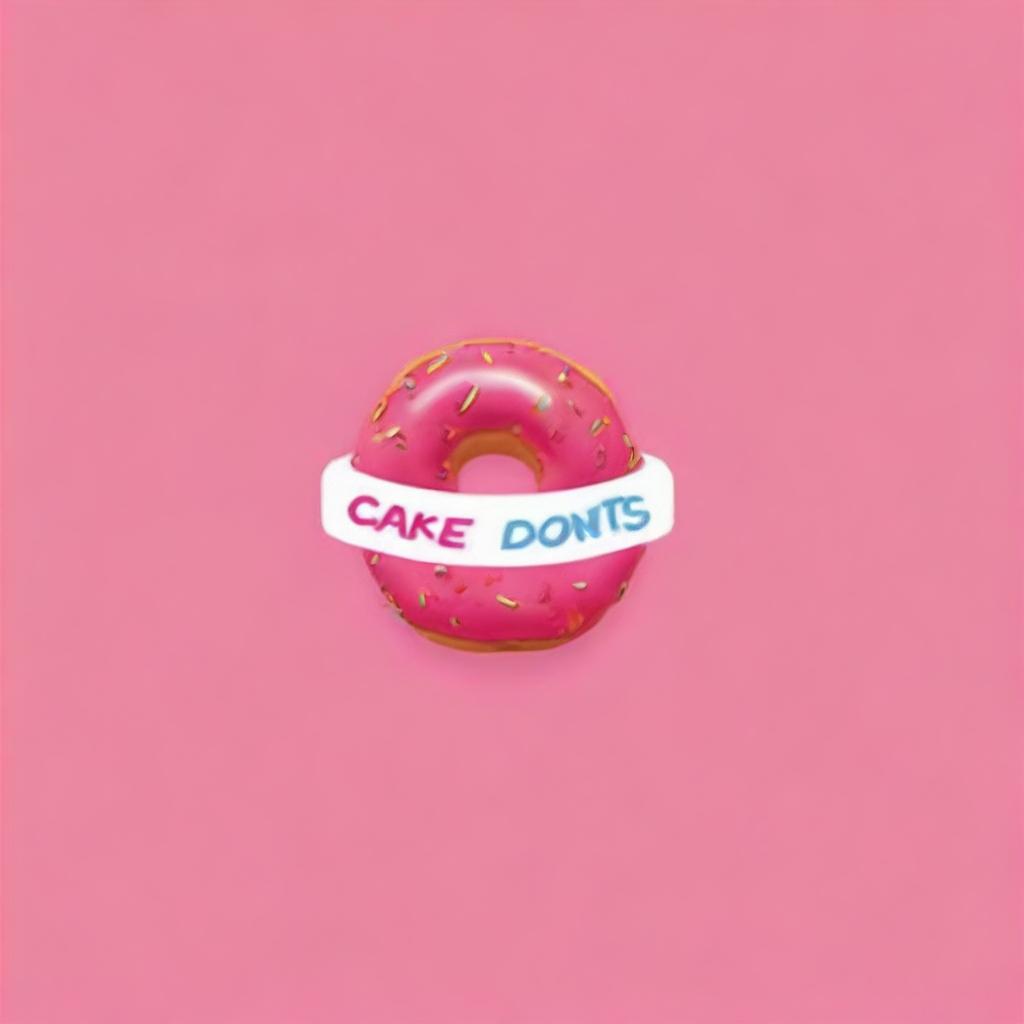 A high-quality digital art image showcasing a logotype for 'Cake Donuts'