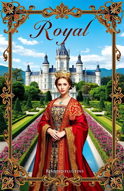 A stunning book cover featuring a royal theme with intricate artistic elements