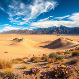 A stunning panoramic view of the Peruvian desert landscape surrounding the Nazca Lines, characterized by vast stretches of arid terrain and stunning geological formations