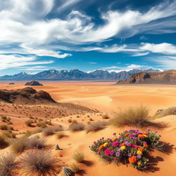 A stunning panoramic view of the Peruvian desert landscape surrounding the Nazca Lines, characterized by vast stretches of arid terrain and stunning geological formations