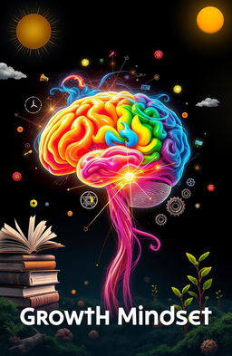 A visually striking representation of a brilliant mind, illustrating the concept of a growth mindset
