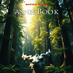 An engaging book cover design that conveys a sense of adventure and mystery, featuring a majestic ancient forest with tall, vibrant green trees, and scattered sunlight filtering through the leaves