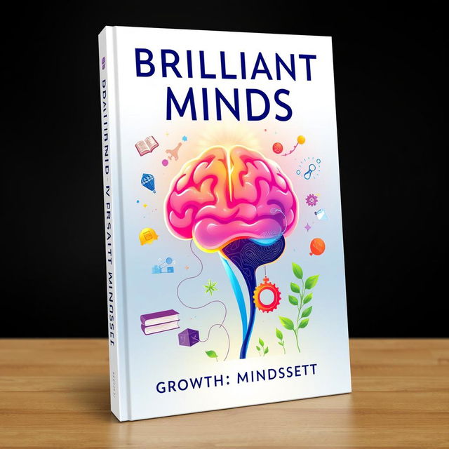 An inspirational book cover design titled 'Brilliant Minds: Growth Mindset'