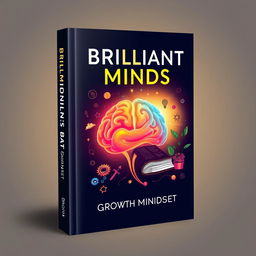 An inspirational book cover design titled 'Brilliant Minds: Growth Mindset'