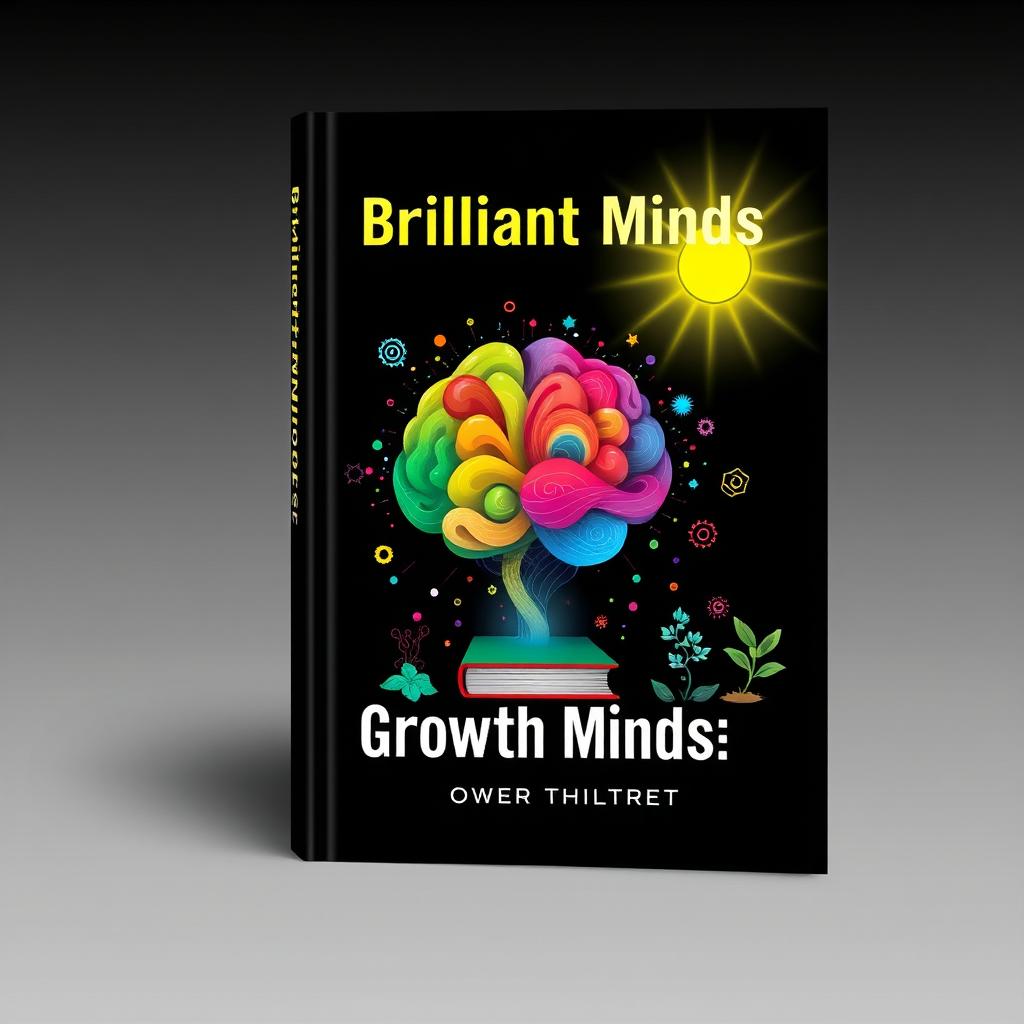 An inspirational book cover design titled 'Brilliant Minds: Growth Mindset'