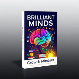 An inspirational book cover design titled 'Brilliant Minds: Growth Mindset'