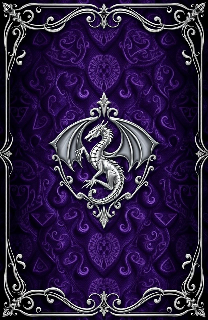 A fantasy art novel cover featuring a thin silver filigree border elegantly framing the design