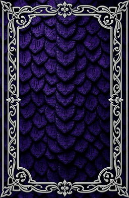 A fantasy art novel cover featuring a striking background of dark purple dragon scales, artistically adorned with intricate rune markings etched onto the scales