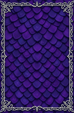 A stunning fantasy art novel cover featuring a background made of dark purple dragon scales