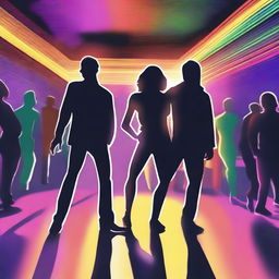 This is a vibrant, high-quality digital art image that encapsulates the lively atmosphere of a nightclub as described in the poem