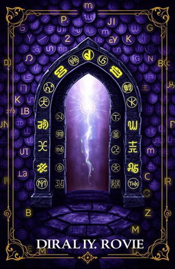 A fantasy novel cover featuring a background of dark purple dragon scales adorned with glowing rune markings
