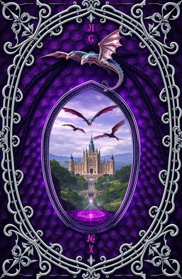A fantasy art novel cover featuring a stunning silver filigree border surrounding the image