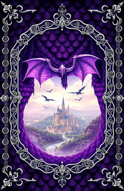 A fantasy art novel cover featuring a stunning silver filigree border surrounding the image