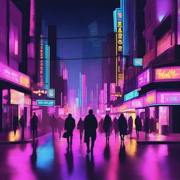 This is a high-quality digital art image that depicts a cityscape at night, aptly named 'Heartbreak City'