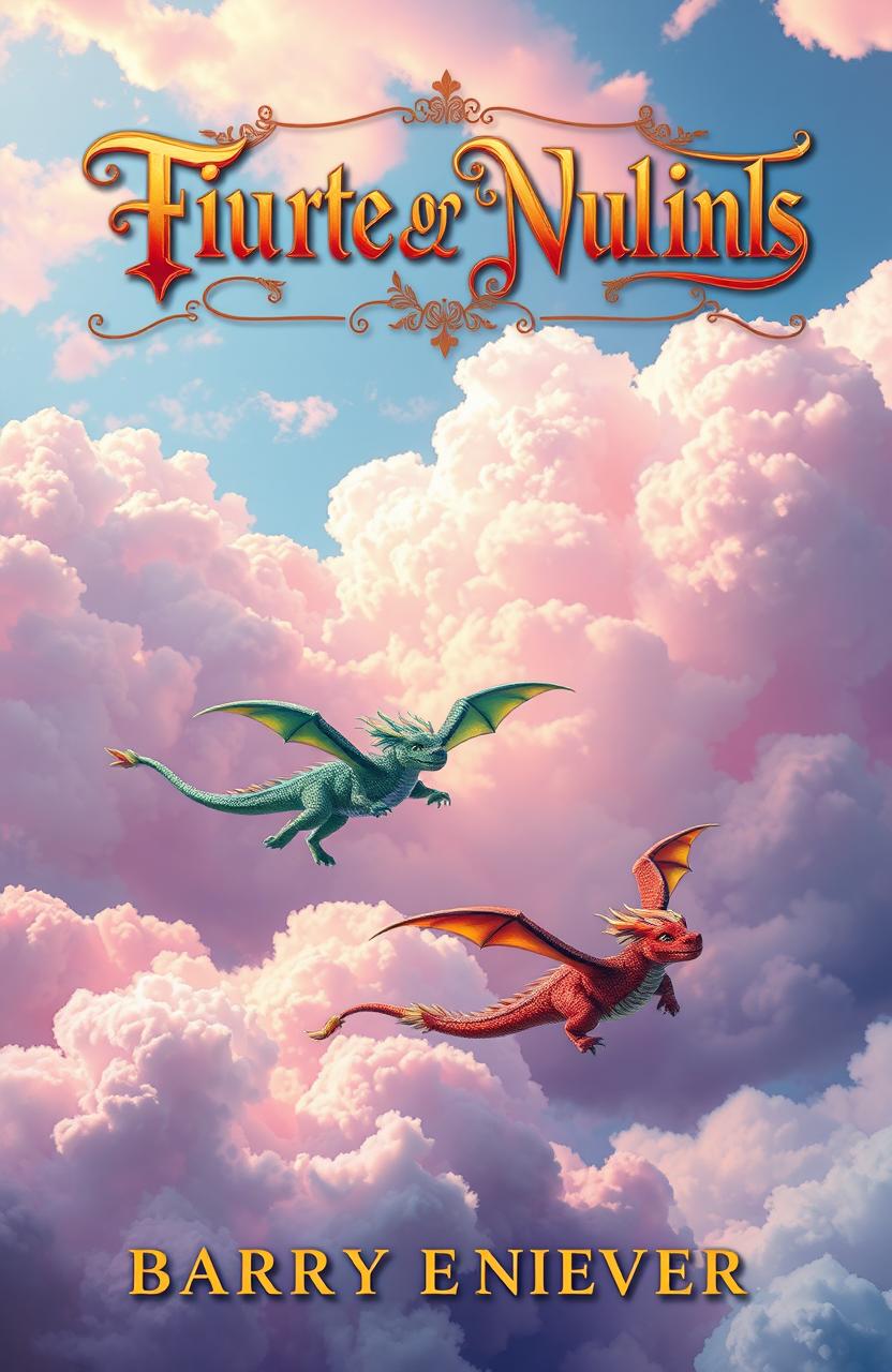 A captivating fantasy art novel cover featuring a vibrant, mystical scene in the sky