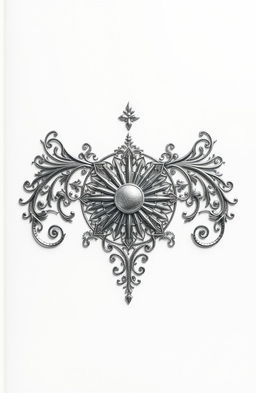 A fantasy art novel cover featuring an intricately designed silver filigree family crest depicting a radiant sun at its center