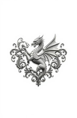 A beautifully designed family crest featuring intricate filigree details, showcasing a majestic dragon as the central element