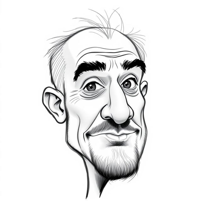 A caricature of Hassan Zirek, a Kurdish artist, created using sketch technique