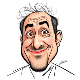 A caricature of Hassan Zirek, a Kurdish artist, created using sketch technique