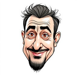 A caricature of Hassan Zirek, a Kurdish artist, created using sketch technique