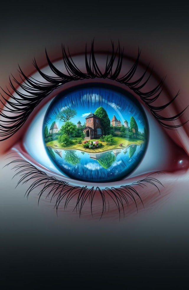 A stunning digital painting of a human eye, with intricate details in the iris and reflection