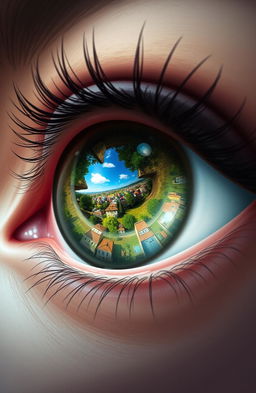 A stunning digital painting of a human eye, with intricate details in the iris and reflection