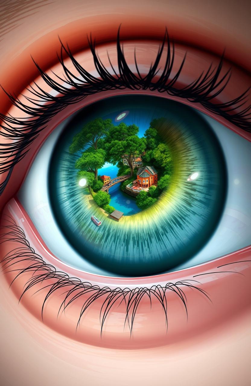 A stunning digital painting of a human eye, with intricate details in the iris and reflection