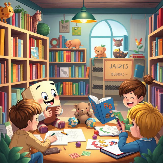 A whimsical, colorful scene that captures the essence of children's book creation