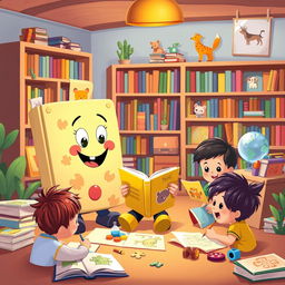 A whimsical, colorful scene that captures the essence of children's book creation