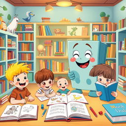 A whimsical, colorful scene that captures the essence of children's book creation