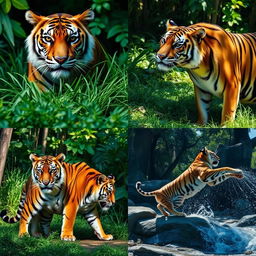 A majestic tiger in a lush jungle environment