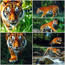 A majestic tiger in a lush jungle environment