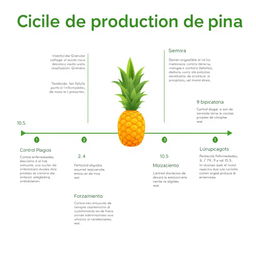 A 2D illustration titled 'Ciclo de producción de piña'