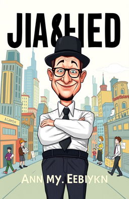 A satirical book cover for a fictional title, featuring a stylized image of a man wearing a traditional Jewish hat, standing confidently with a playful smirk
