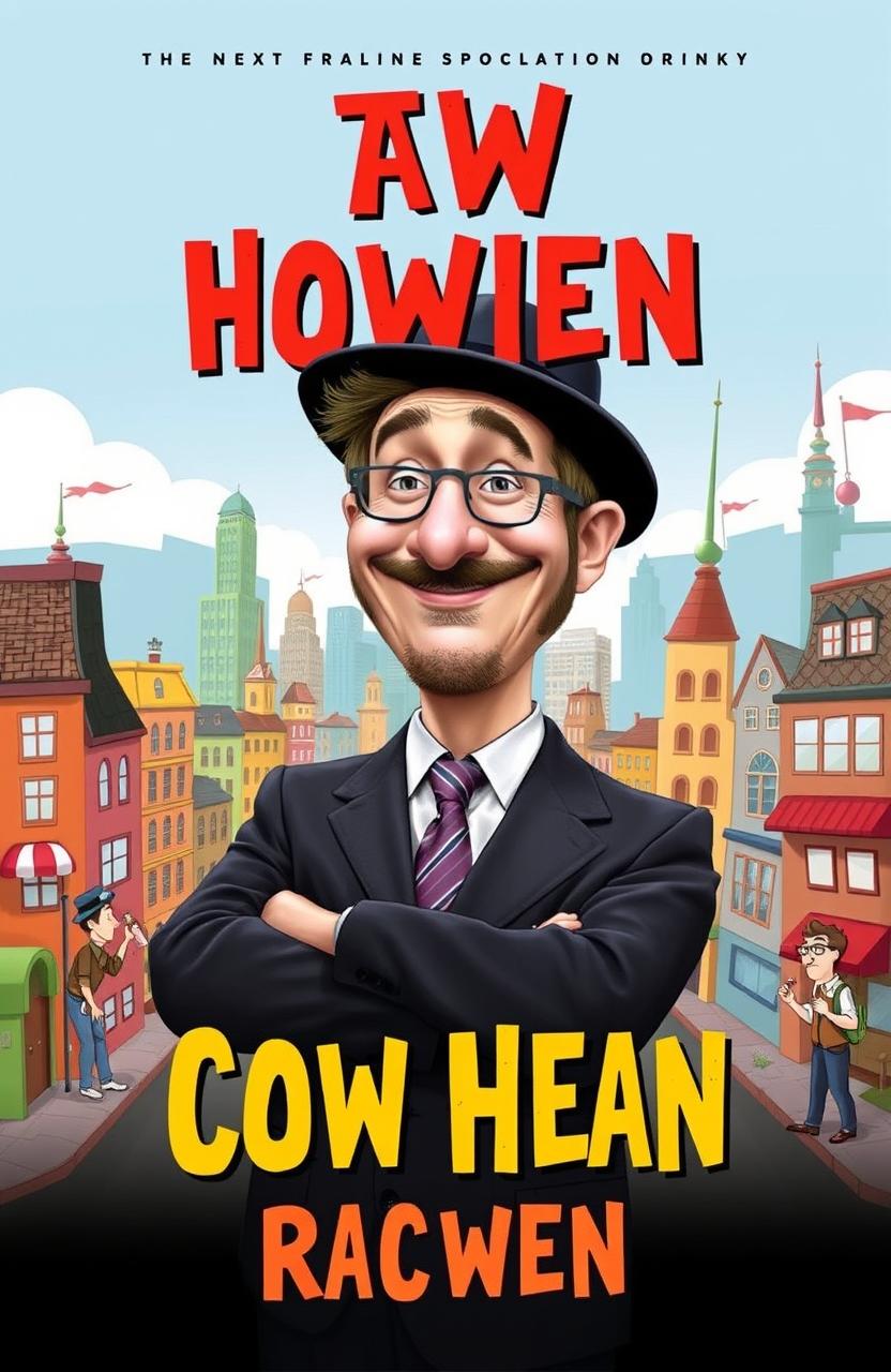 A satirical book cover for a fictional title, featuring a stylized image of a man wearing a traditional Jewish hat, standing confidently with a playful smirk
