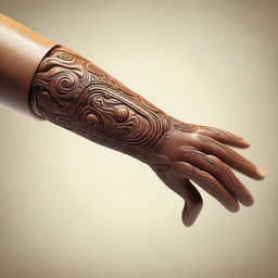 A high-quality digital art representation of a wooden arm