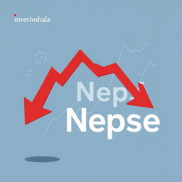 An illustration of a stock market index falling down, prominently featuring a red arrow pointing in a downward direction
