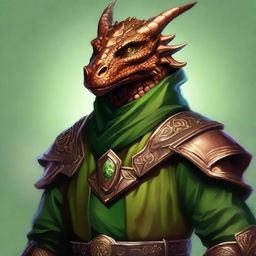 A masterfully crafted digital art piece in a realistic style, featuring a young copper dragonborn