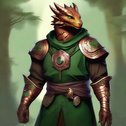 A masterfully crafted digital art piece in a realistic style, featuring a young copper dragonborn