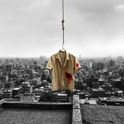 A graphic design poster depicting a rooftop scene in Kolkata with a large, expansive city landscape in the background