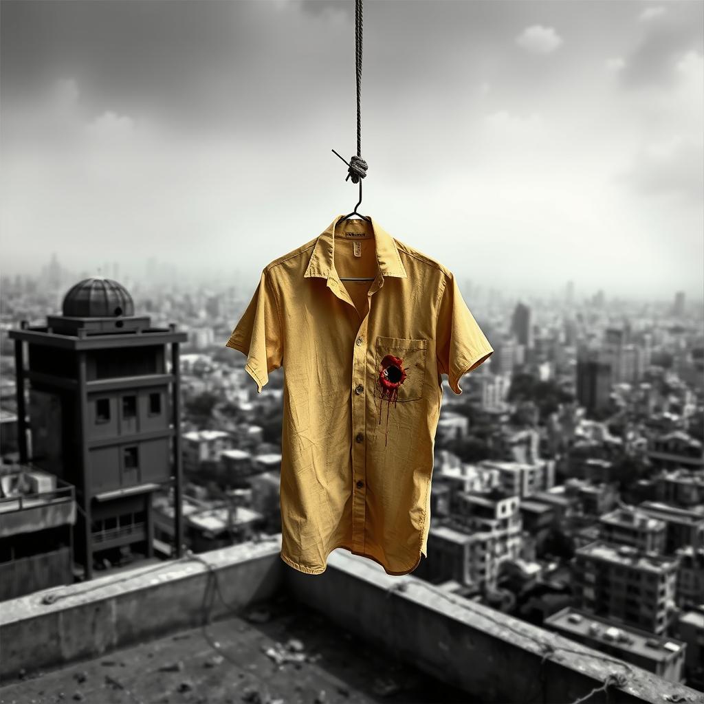 A graphic design poster depicting a rooftop scene in Kolkata with a large, expansive city landscape in the background