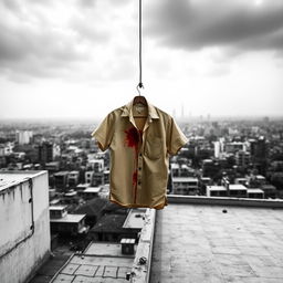 A graphic design poster depicting a rooftop scene in Kolkata with a large, expansive city landscape in the background